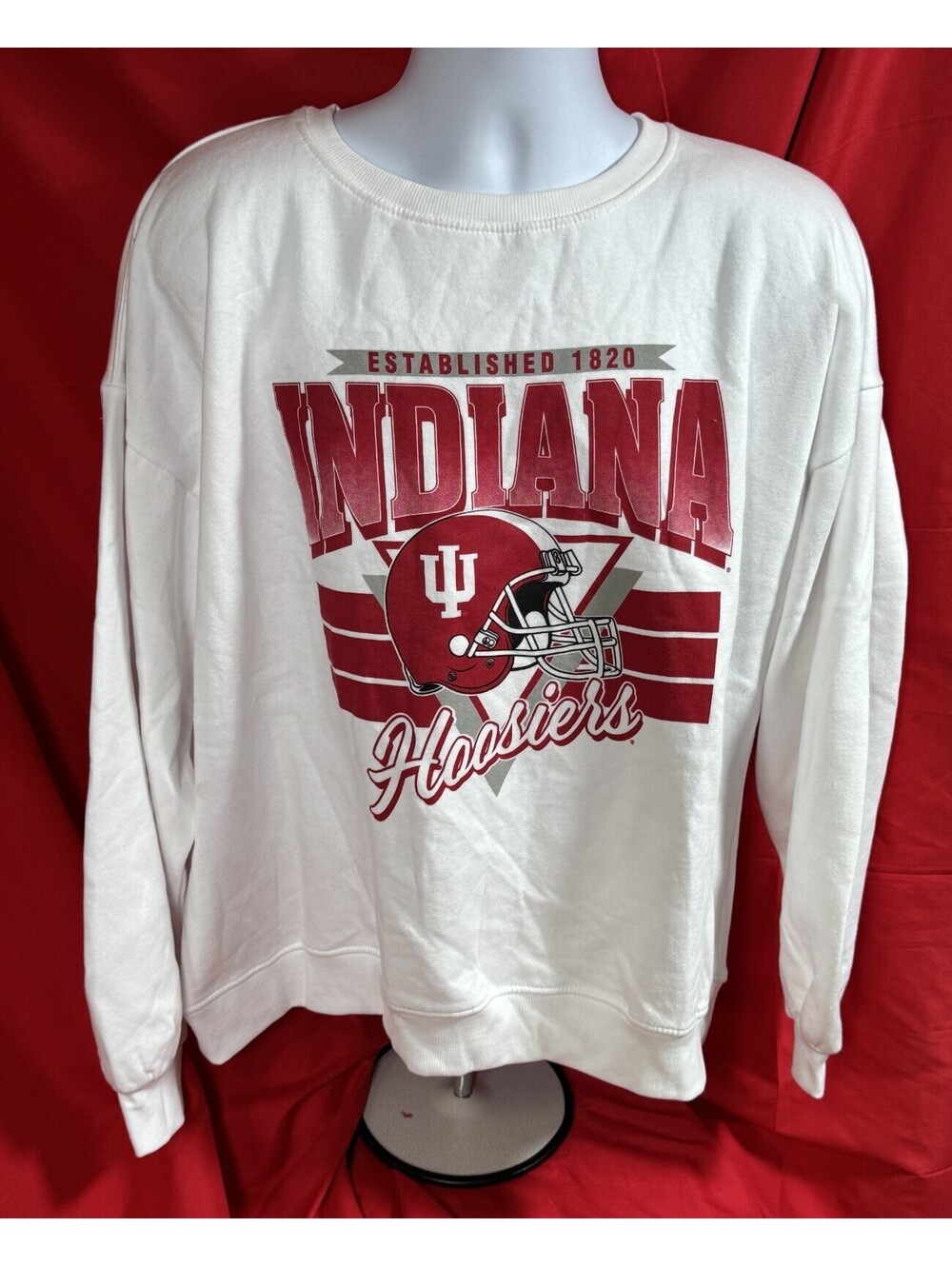 Indiana Hoosiers Pressbox Janice Retro Oversized Pullover Sweatshirt Women's XL